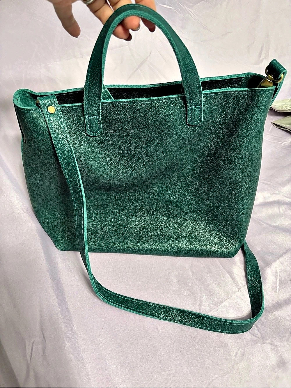 Portland Leather Goods Green Medium Crossbody Tote NWOT